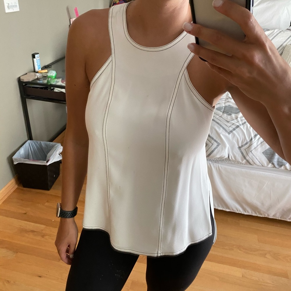 BCBG White open back top size XXS